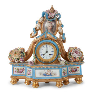 Appraisal: A Jacob Petit Porcelain Figural Mantle Clock the face is