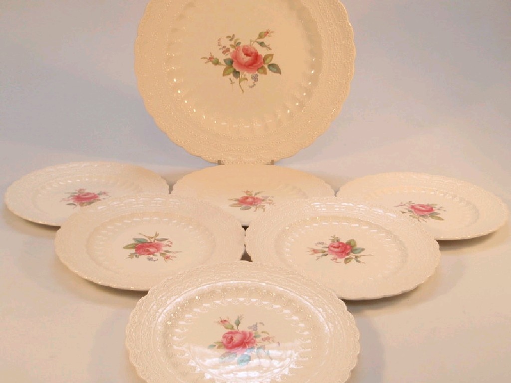 Appraisal: A Copeland Spode's Jewel Billingsley Rose platter and six plates