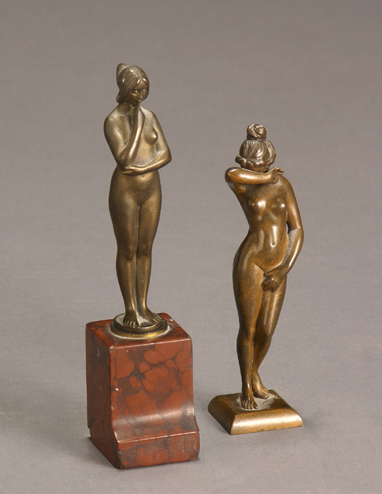 Appraisal: Two Continental Bronze Figures of Female Nudes Circa The first