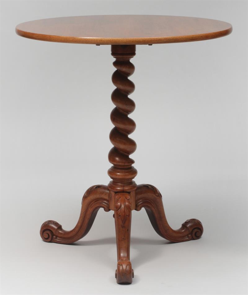 Appraisal: Victorian Style Stained Walnut Circular Side Table x in diam