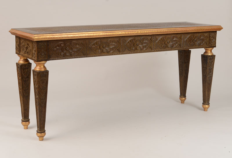 Appraisal: Continental Stained Hardwood and Parcel-Gilt Carved Console Table x x