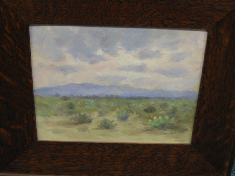 Appraisal: OSCAR COAST AMERICAN B Desert landscape oil on board signed