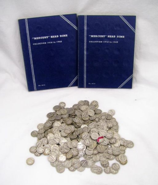 Appraisal: Mercury Head Dimes - blue books to partially filled -