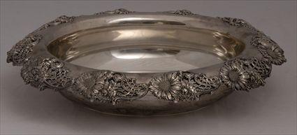 Appraisal: DOMINICK HAFF MONOGRAMMED SILVER FRUIT BOWL The roll-over rim with