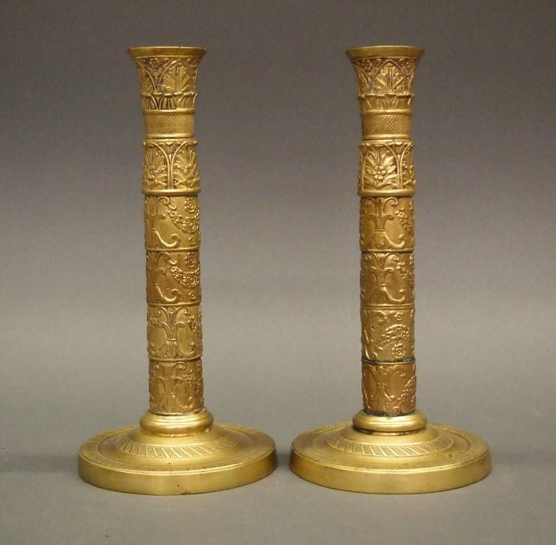 Appraisal: Pr French candlesticks A pair of late th century French