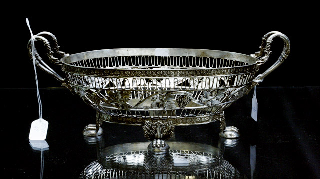 Appraisal: An Austrian silver stand stamped G Freynse decorated with grape