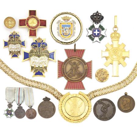 Appraisal: Group of Metal and Enamel Greek Medals Estimate -