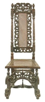 Appraisal: A late th century carved walnut high back chair with