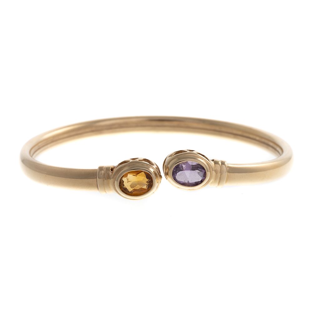 Appraisal: An Amethyst Citrine Cuff Bracelet in K K yellow gold