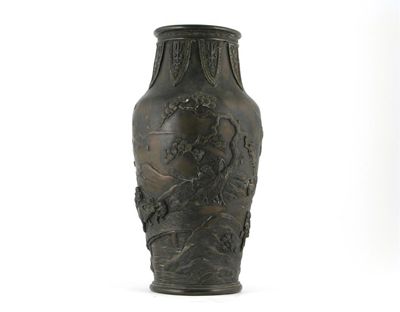 Appraisal: A Japanese bronze vase cast with figures and a water