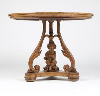 Appraisal: An Italian marquetry birdseye maple parlor table Late th early