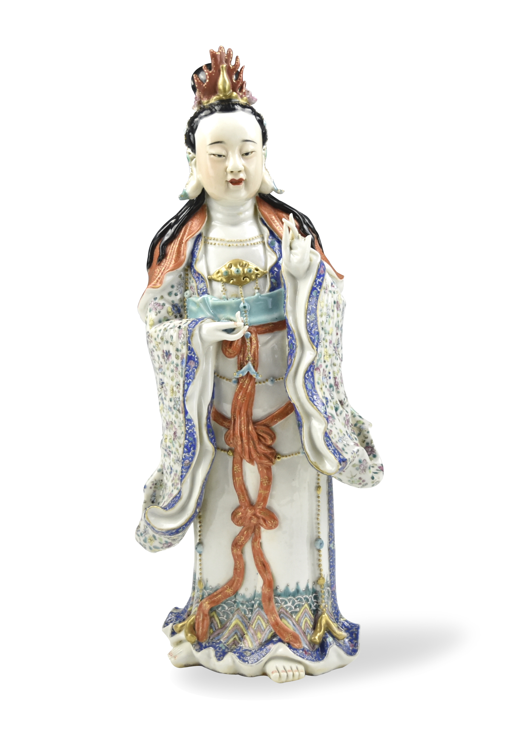 Appraisal: Chinese Republic Period large Guanyin statue with her left hand