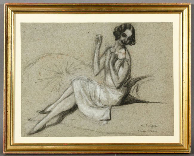 Appraisal: - Foujita Marie Lenor Drawing Leonard Tsuguharu Foujita French Japanese