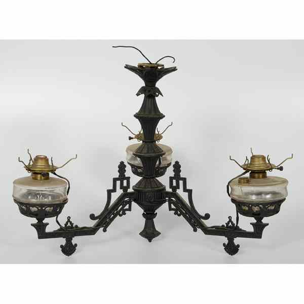 Appraisal: Aesthetic Movement Chandelier a wrought iron Aesthetic Movement chandelier having