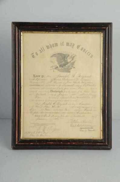 Appraisal: Civil War Discharge Papers Description Dated June th This is