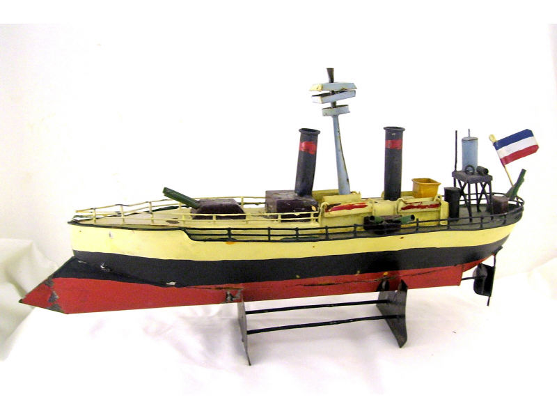 Appraisal: Metal Handmade Ship Hand construction ship with handmade stand Some