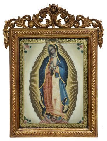 Appraisal: Framed oil on canvas painting Nuestra Senora de Guadalupe Our