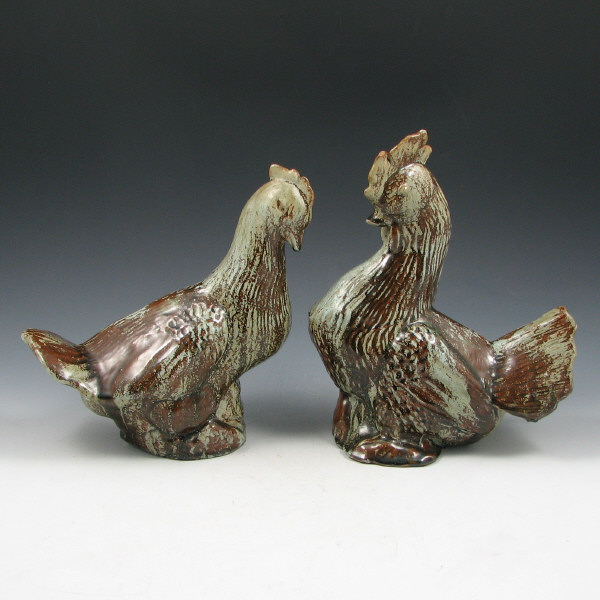 Appraisal: Merritt Island studio pottery hen and rooster in brown and