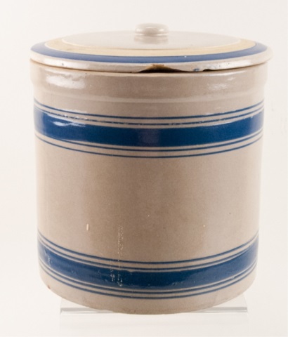 Appraisal: Gal Stoneware Crock w Lid Chips to lid hairline cracks