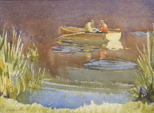 Appraisal: John Loxton - Untitled Boating Scene watercolour signed 'John S