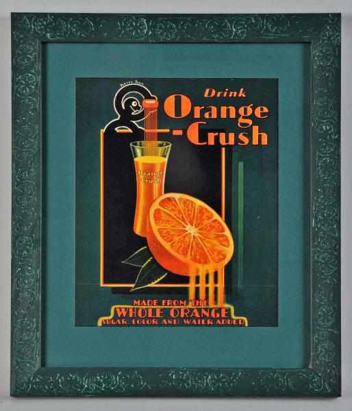 Appraisal: Rare Paper Orange Crush Sign Description Beautifully framed and matted