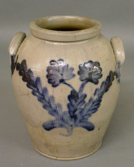 Appraisal: Baltimore stoneware jar with blue decoration h x diam