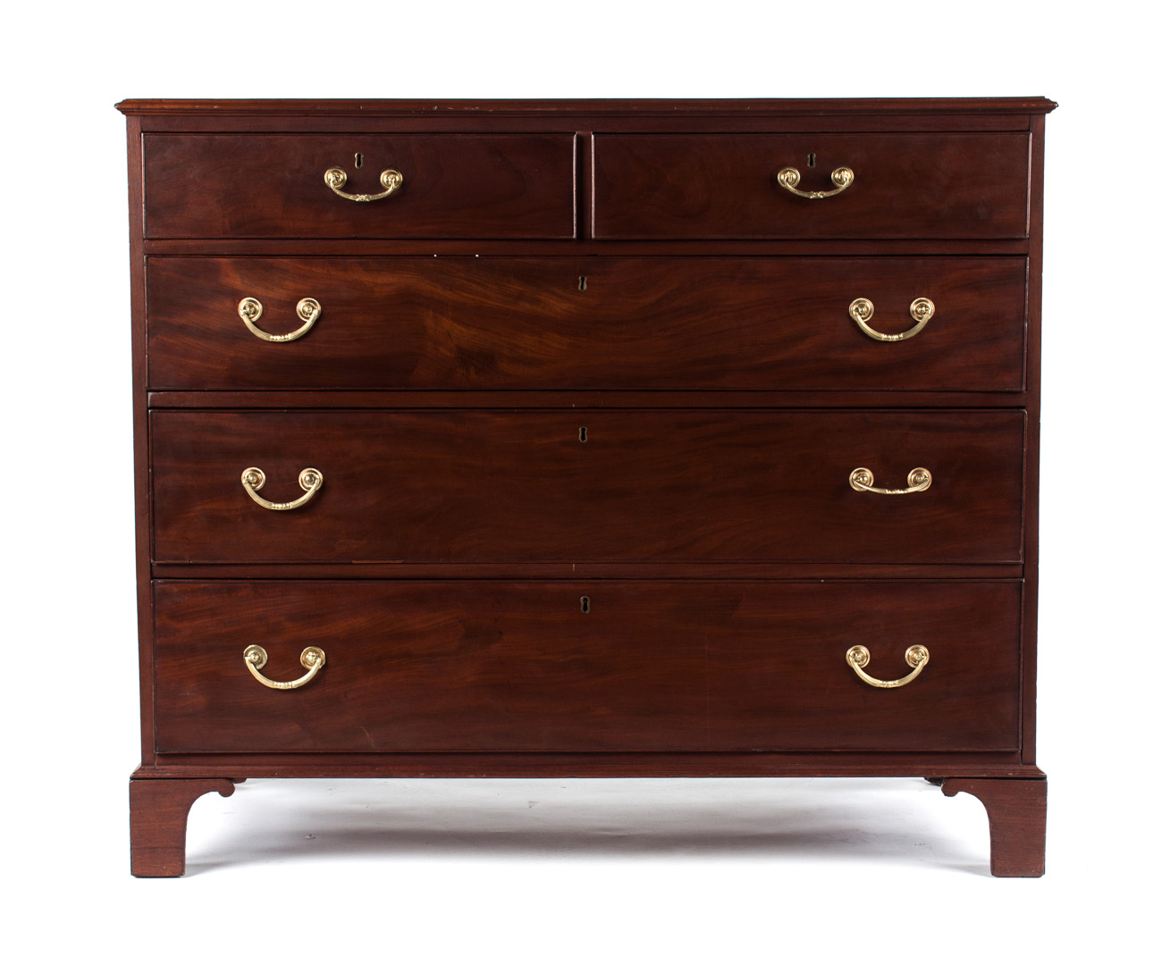 Appraisal: George III carved mahogany chest of drawers flat top with