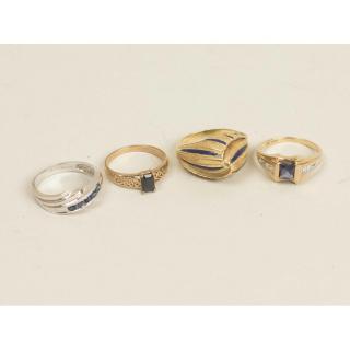 Appraisal: Assorted Gemstone Rings Four rings comprising a blue enamel k