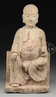 Appraisal: CARVED STONE STATUE OF SEATED FIGURE Possibly Ming Dynasty China