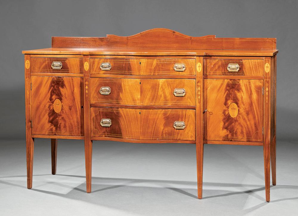 Appraisal: Antique George III-Style Inlaid Mahogany Sideboard in the Hepplewhite Taste