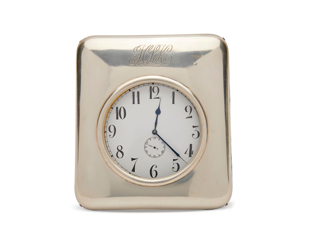 Appraisal: HOWARD CO Silver Cased Desk Clock Holder New York containing