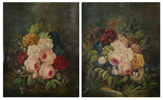 Appraisal: CONTINENTAL SCHOOL th century FLORAL STILL LIFE and FLORAL STILL