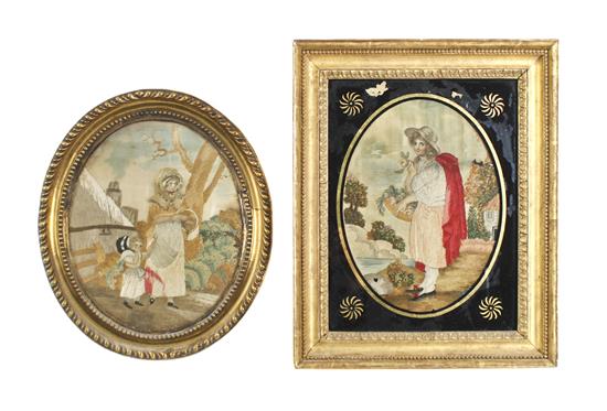 Appraisal: Sale Lot Two Regency Silk and Wool Embroidered Figural Scenes