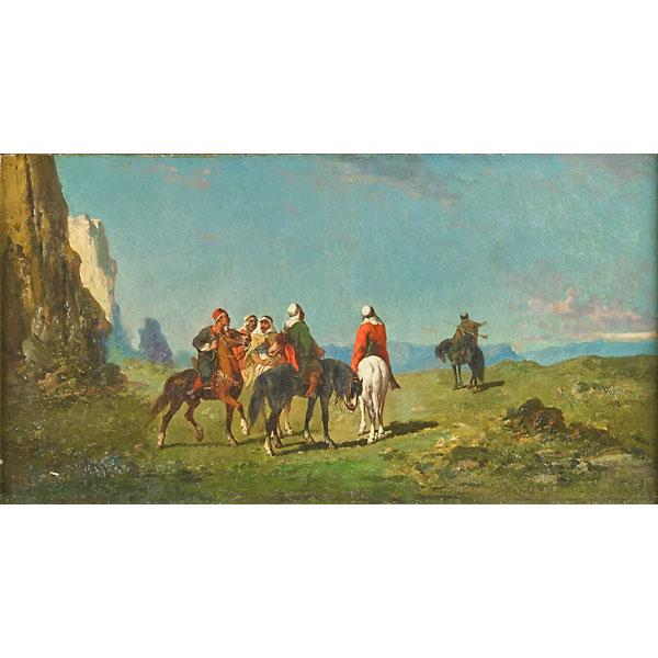 Appraisal: ALEXANDRE-GABRIEL DECAMPS Attr French - Oil on canvas of hunting