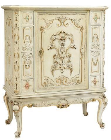 Appraisal: Louis XV style painted bar cabinet th c having shaped