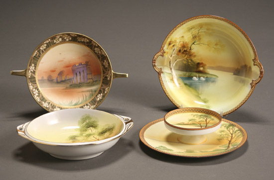 Appraisal: Three Nippon Scenic Bowls and a Dessert Stand First Quarter