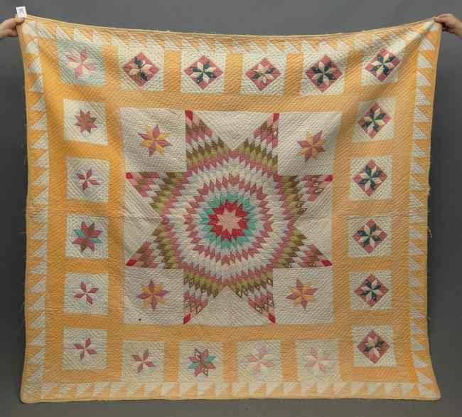 Appraisal: th c star quilt Made by Christine Bibeault b comes