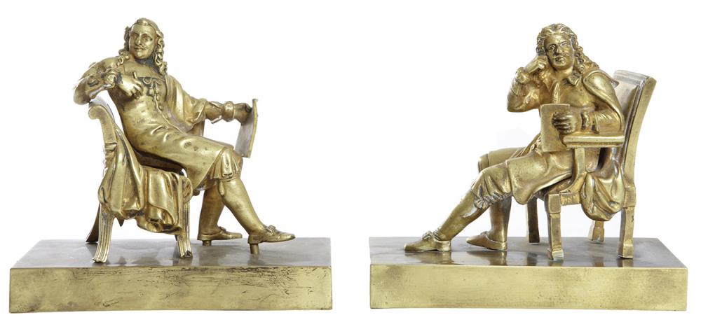 Appraisal: FRENCH GILT BRONZE FIGURAL BOOK ENDS MARKED P J cast