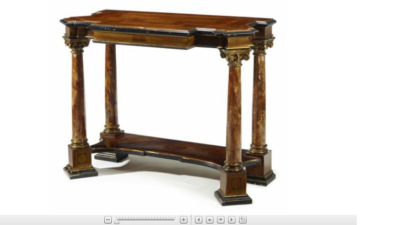 Appraisal: Italian Neoclassical walnut ebonized and faux marble painted console th