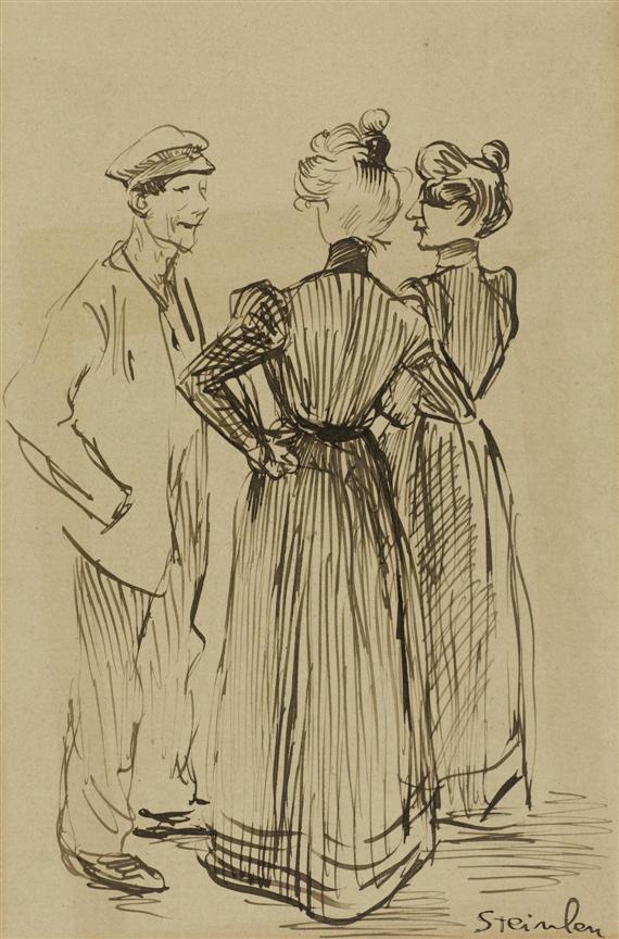 Appraisal: STEINLEN TH OPHILE ALEXANDRE Lausanne - Paris Three people conversing