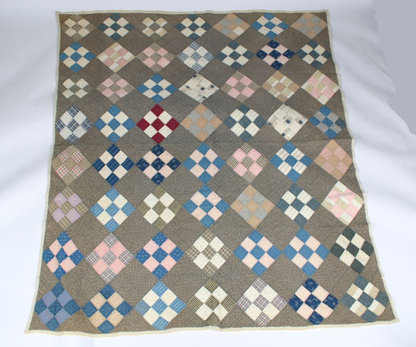 Appraisal: Vintage quilt hand-sewn nine patch pattern x Good condition machined