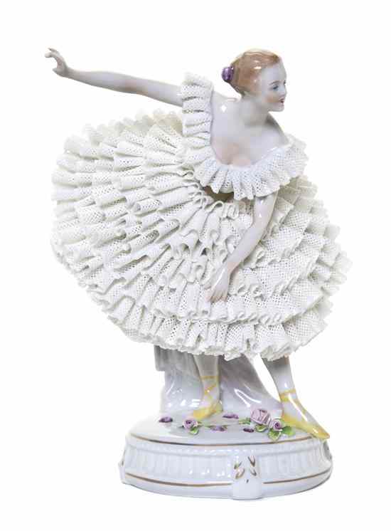 Appraisal: A Sitzendorf Porcelain Figure depicting a dancer in a white