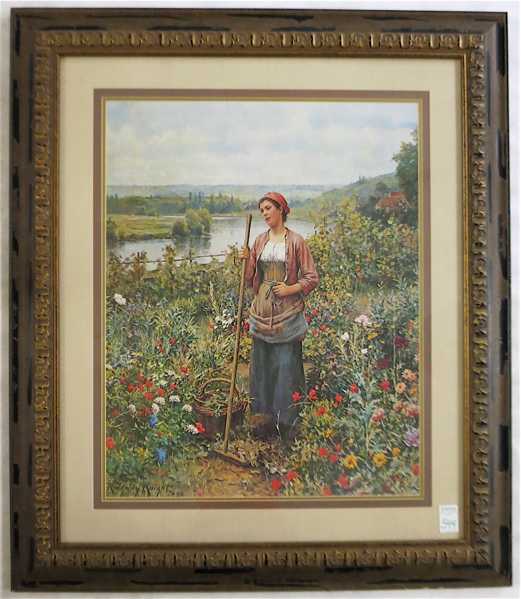 Appraisal: AFTER DANIEL RIDGWAY KNIGHT PHOTO-LITHOGRAPH Pennsylvania France - Tending the