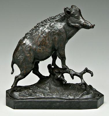 Appraisal: Anton B uuml schelberger bronze German - wild boar signed