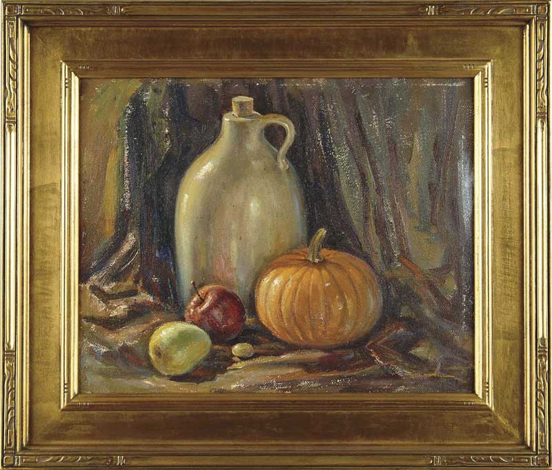 Appraisal: WAYNE BEAM MORRELL American - HARVEST STILL LIFE Oil on