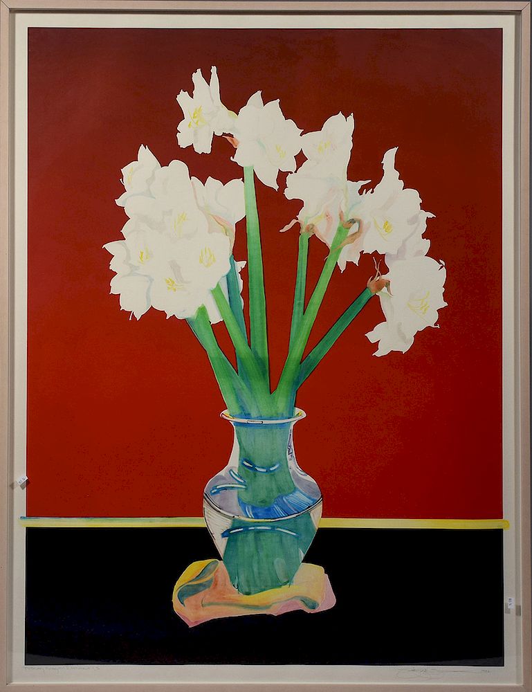 Appraisal: Gary Bukovnik Am b monotype print February Amaryllis Gary Bukovnik