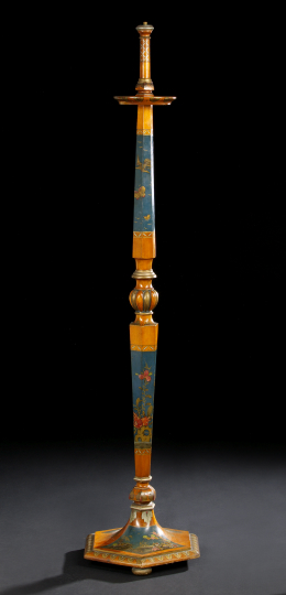 Appraisal: Edwardian Polychromed Floor Lamp ca the turned paneled and bulbous