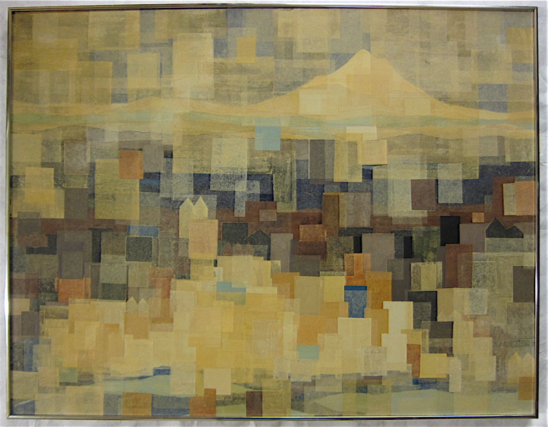 Appraisal: BETTY LOFQUIST PAPER COLLAGE Oregon - Titled Mount Hood a