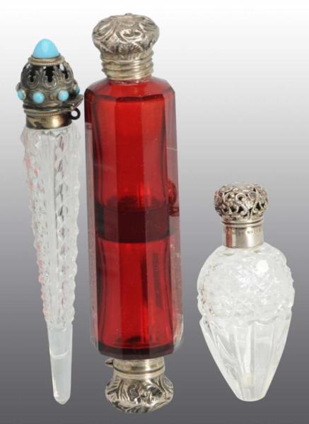 Appraisal: Lot of Victorian Crystal Perfume Bottles Description All have sterling