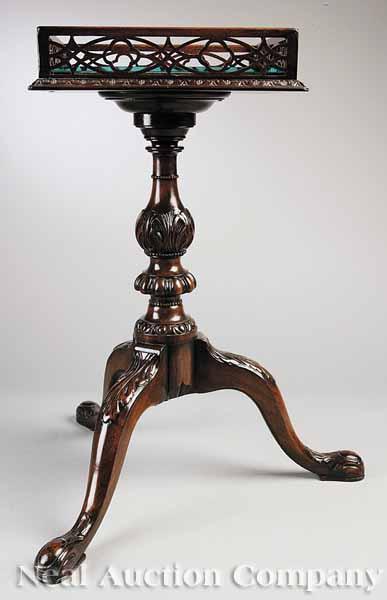 Appraisal: A Georgian-Style Mahogany Kettle Stand th c having a galleried